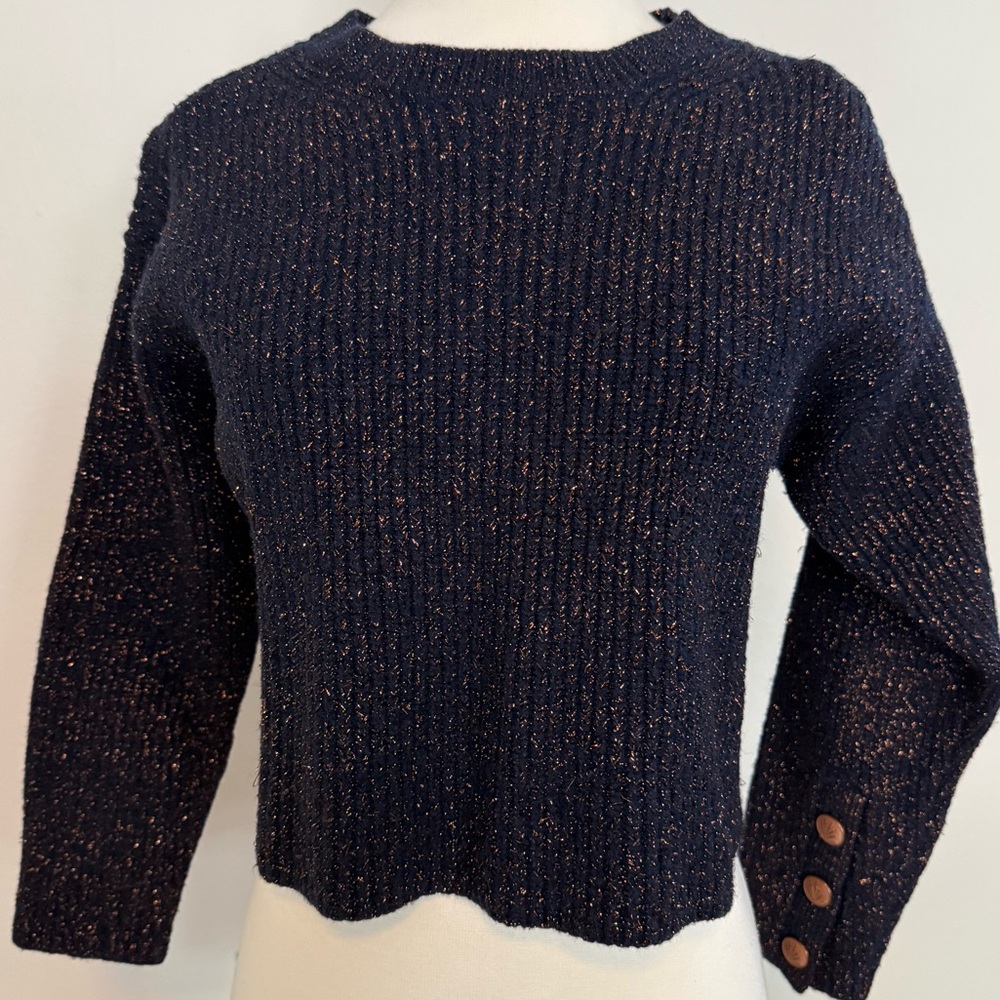 Rag & Bone Extra Fine Merino Cropped Sweater | Navy Metallic | M